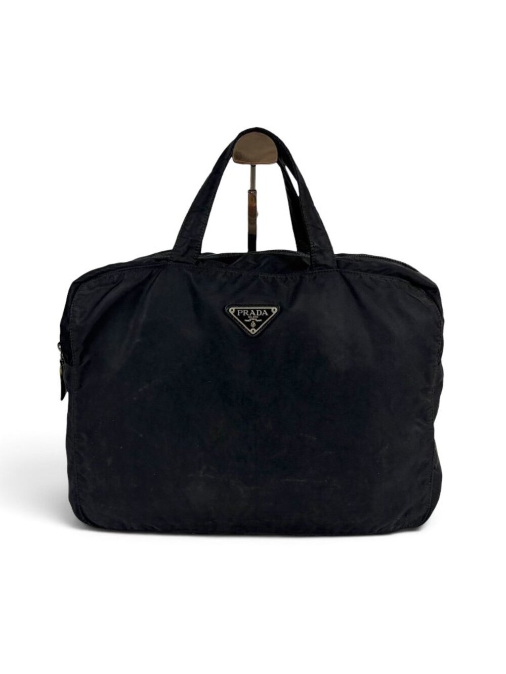 Prada Triangle Logo Mini Boston Bag Nero